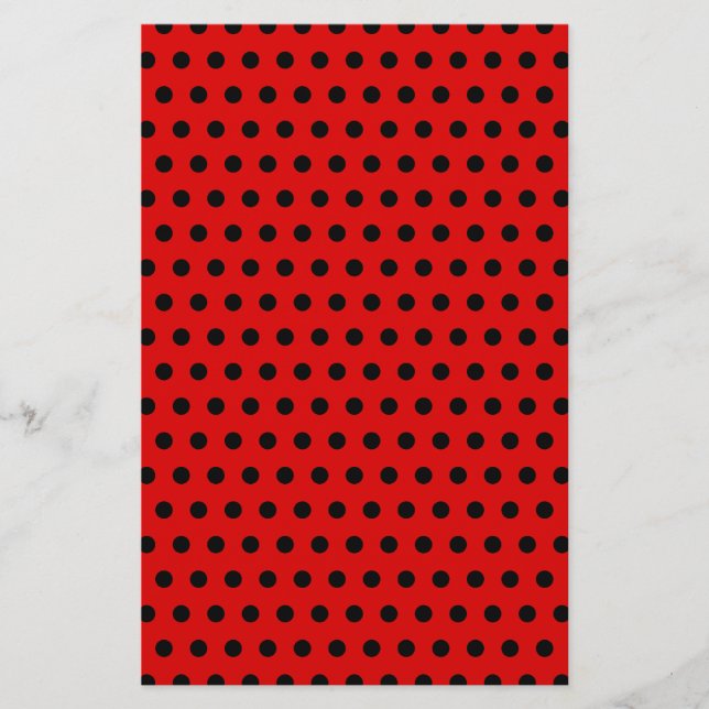Red and Black Polka Dot Pattern. Spotty. (Front)
