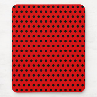 Red and Black Polka Dot Pattern. Spotty. Mouse Pad