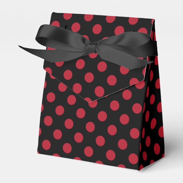 Red and black polka dots favor box (Front Side)