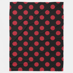 Red and black polka dots fleece blanket