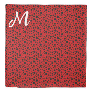 Red and black polka dots funny ladybug duvet cover