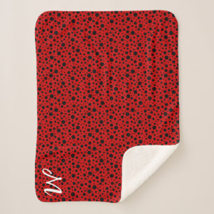 Red and black polka dots funny ladybug sherpa blanket