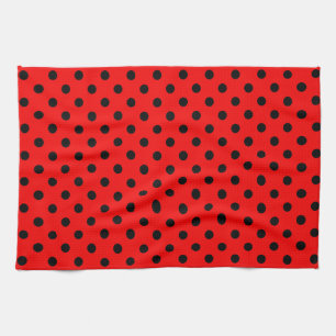 Red and Black Polka Dots Kitchen Towel