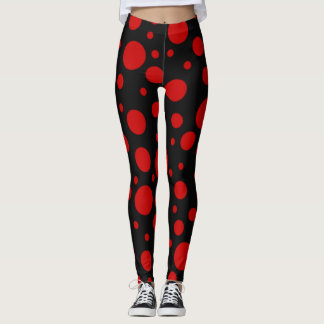 Red and Black Polka Dots Leggings