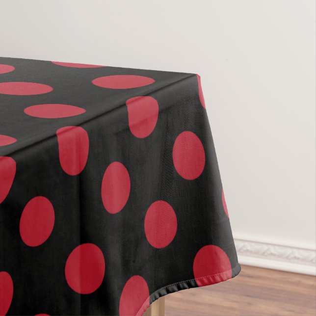 Red and black polka dots tablecloth (In Situ)