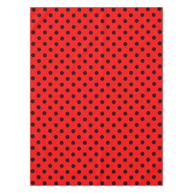 Red and Black Polka Dots Tablecloth (Front)