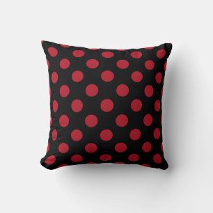 Red and black polka dots throw pillow