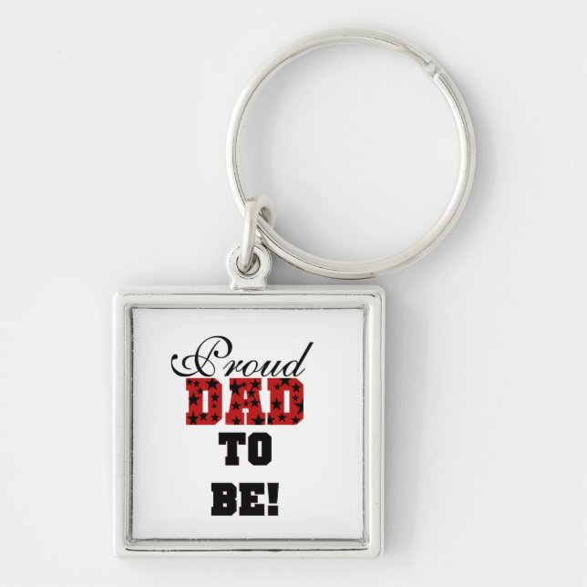 Red and Black Proud Dad to Be Gifts Keychain (Front)