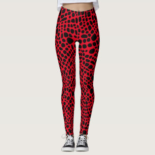Red And Black Psychedelic Oragnic Skin Pattern Leggings