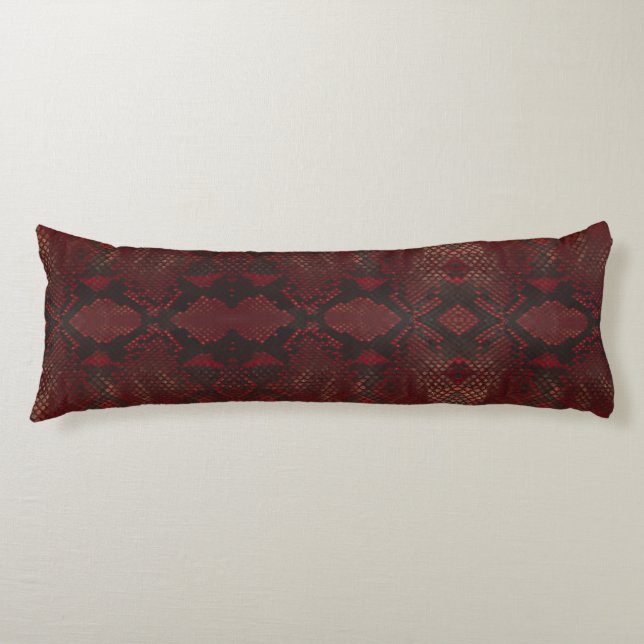Red and Black Python Print Body Pillow (Front)