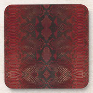 Red and Black Python Print Coaster