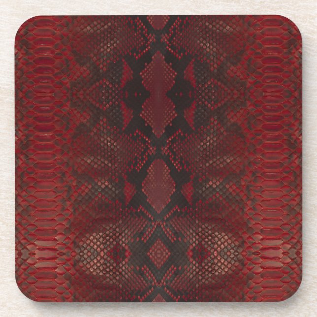 Red and Black Python Print Coaster (Front)
