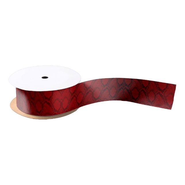 Red and Black Python Snake Skin Reptile Scales Satin Ribbon (Spool)