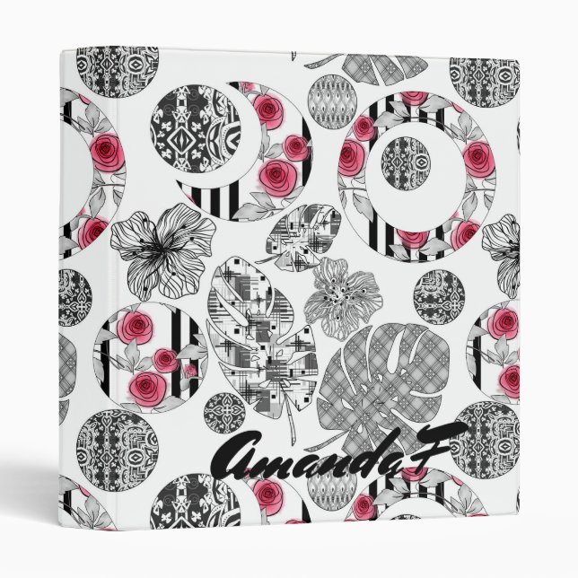 Red and Black, Quilting ,Patchwork, Rustic, Modern Binder (Front/Spine)
