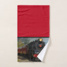 Red and Black Railroad Train Bath Towel Set
