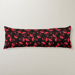 Red and Black Repeating Motif   Skull Pattern Body Pillow