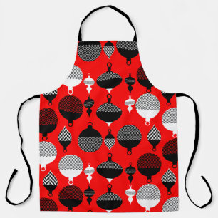 Red And Black Retro Christmas Decorative Ball Apron