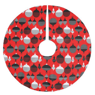 Red And Black Retro Christmas Decorative Ball Brushed Polyester Tree Skirt