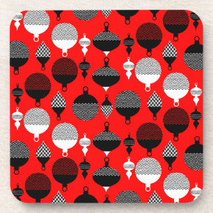 Red And Black Retro Christmas Decorative Ball Coaster