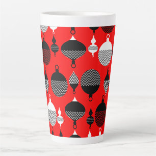 Red And Black Retro Christmas Decorative Ball Latte Mug