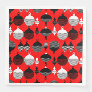 Red And Black Retro Christmas Decorative Ball Napkin