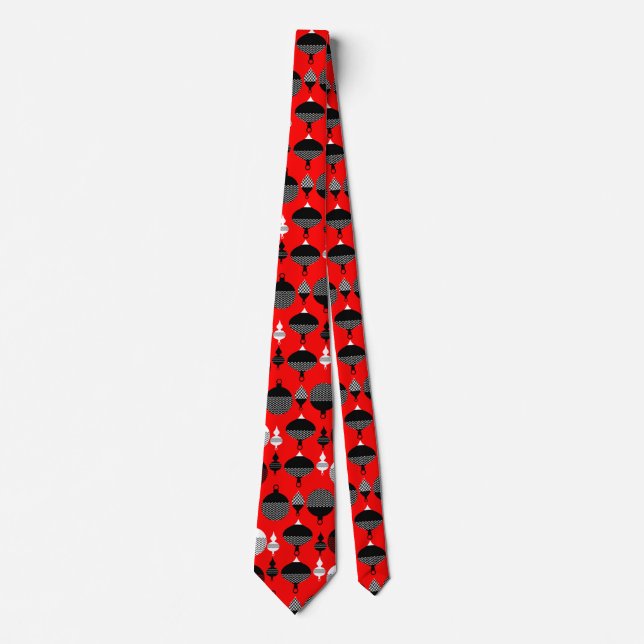 Red And Black Retro Christmas Decorative Ball Tie (Front)