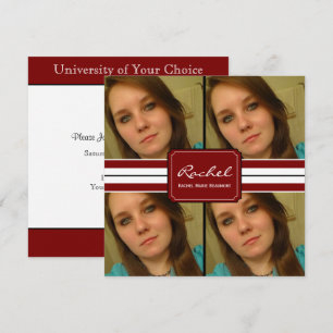Red and Black Ribbon Photo Graduation Invitation