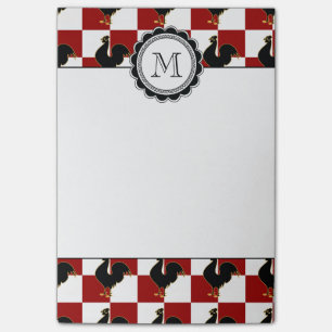 Red and Black Rooster Chicken Pattern Post-it Notes