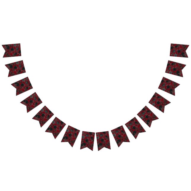 Red and Black Rose Gothic Wedding Bunting Bunting Flags (All)