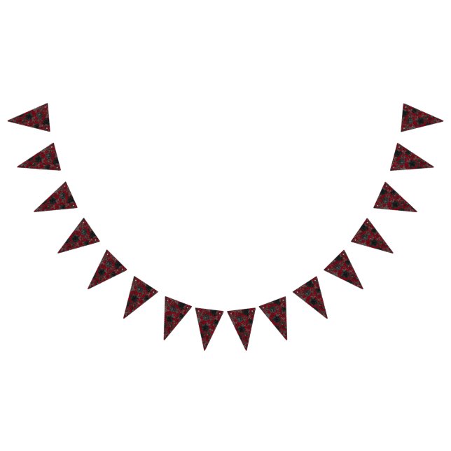 Red and Black Rose Gothic Wedding Bunting Flags (All)