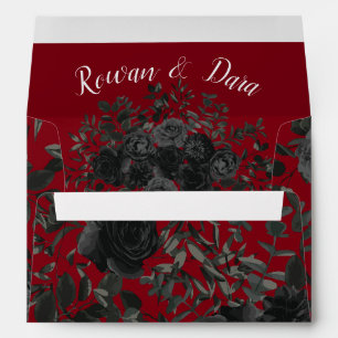Red and Black Rose Gothic Wedding Envelopes