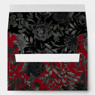 Red and Black Rose Gothic Wedding Envelopes