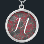 Red and Black Rose Gothic Wedding Monogram Silver Plated Necklace<br><div class="desc">Our black and red floral rose gothic wedding necklace bridesmaid gifts are made to match out Gothic Red & Black Rose Wedding Collection.  Dark black and deep red contrast with an abundance of dark floral motifs.  Script font monogram lends to an artistic look that matches well with gothic style.</div>