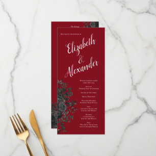 Red and Black Rose Gothic Wedding Programs
