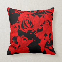 Red and Black Rose Throw Pillow