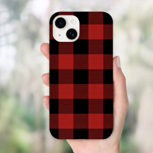Red and Black Rustic Buffalo Check Case-Mate iPhone 14 Case