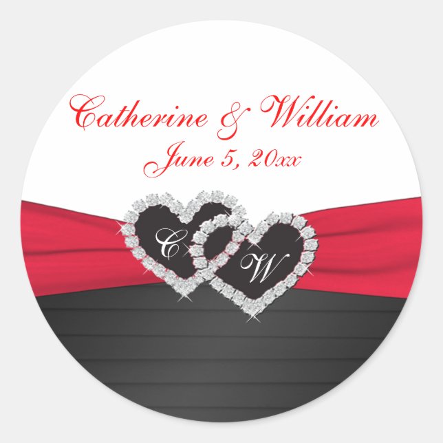 Red and Black Satin Pleats 1.5" Round Sticker (Front)