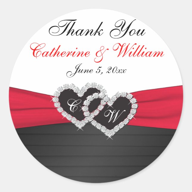 Red and Black Satin Pleats 1.5" Round Sticker (Front)