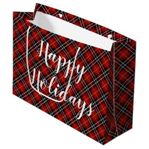 Red and Black Scottish Tartan Plaid Large Gift Bag