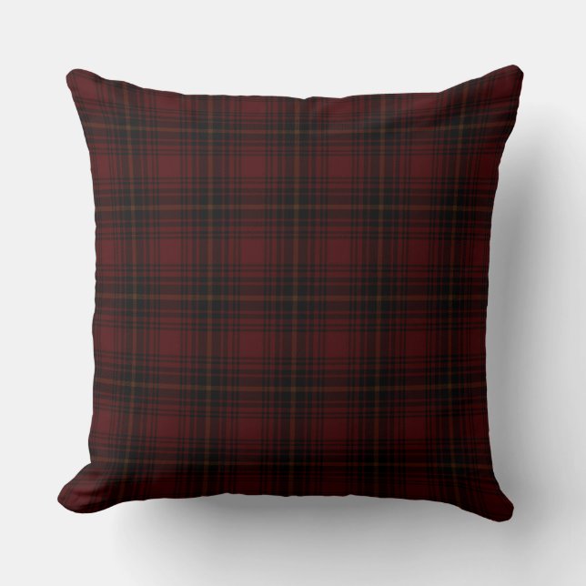 Red And Black Scottish Tartan Plaid Pattern Throw Pillow (Front)