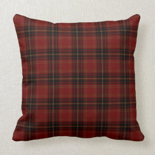 Red And Black Scottish Tartan Plaid Pattern Throw Pillow