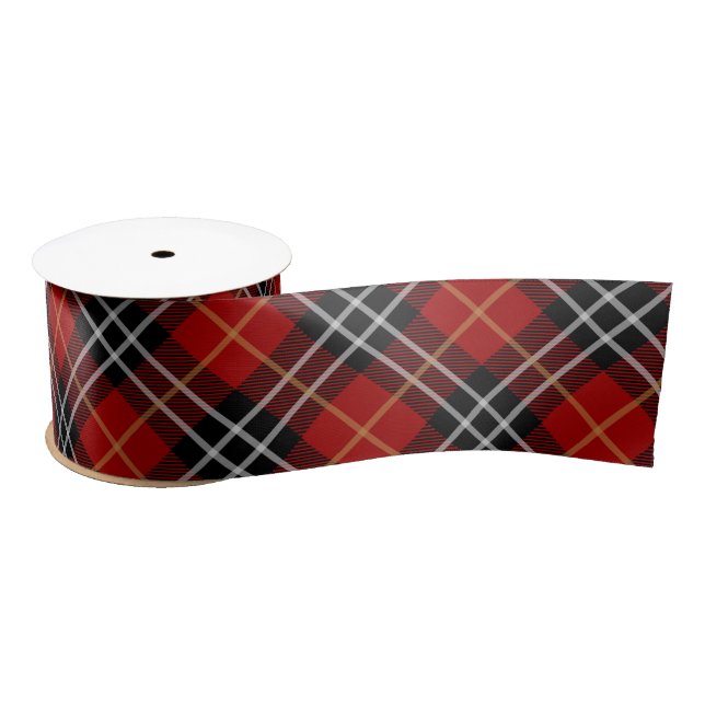 Red and Black Scottish Tartan Plaid Satin Ribbon (Spool)