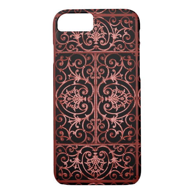Red and black scrollwork pattern Case-Mate iPhone case (Back)