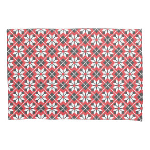 Red and black seamless cross-stitch pattern pillowcase