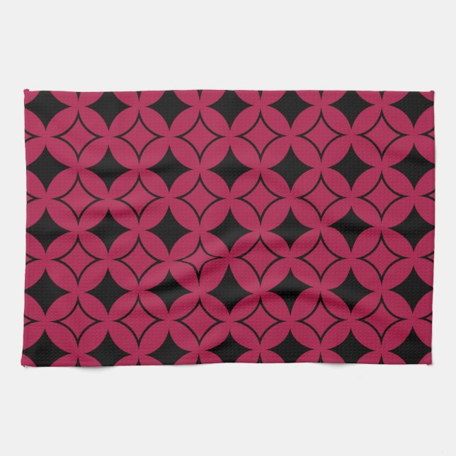 Red and black shippo kitchen towel (Horizontal)