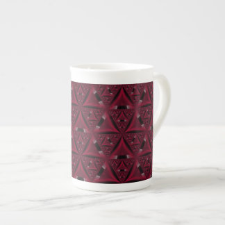 Red and Black Sierpinski Triangle Bone China Mug