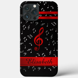 red and black, silber music notes otter box OtterB iPhone 13 Pro Max Case