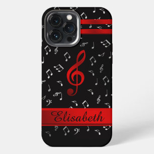 red and black, silber music notes otter box OtterB iPhone 13 Pro Max Case