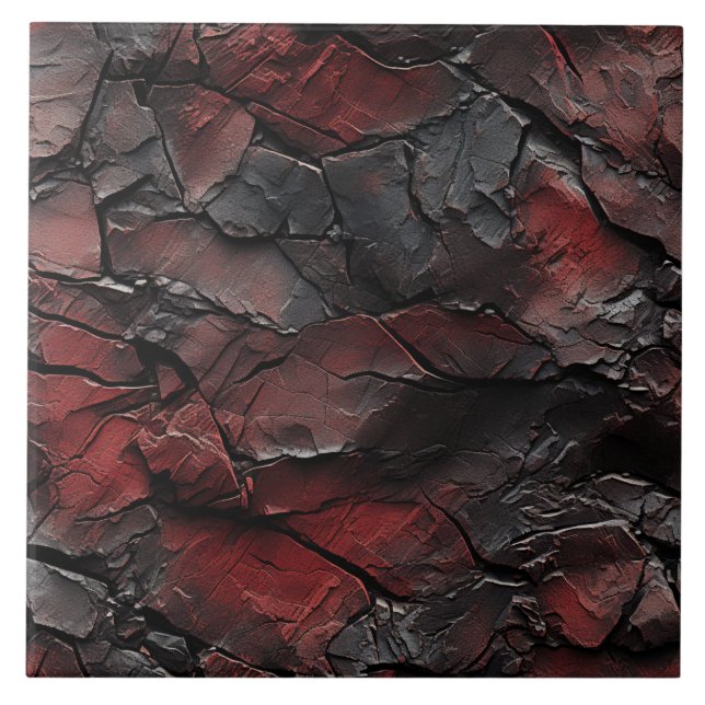 Red and Black Slate Effect Pattern Tile (Front)