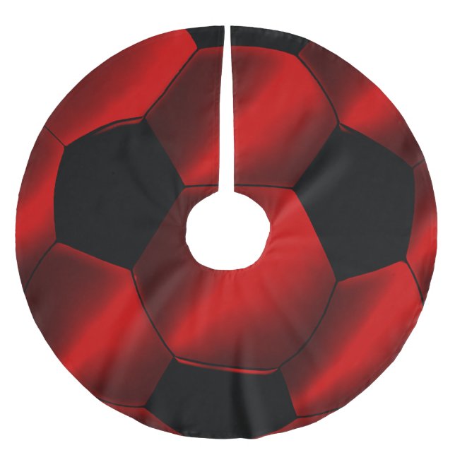 Red and Black Soccer Futbol Brushed Polyester Tree Skirt (Front)